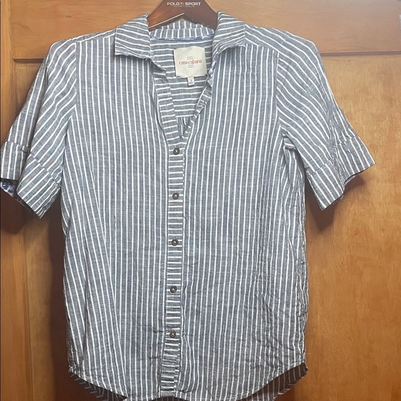 CASA CABANA Blue Striped Button Down Shirt 100%Cotton - Picture 2 of 13